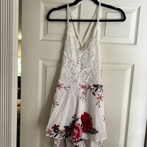 White Lace Floral Romper